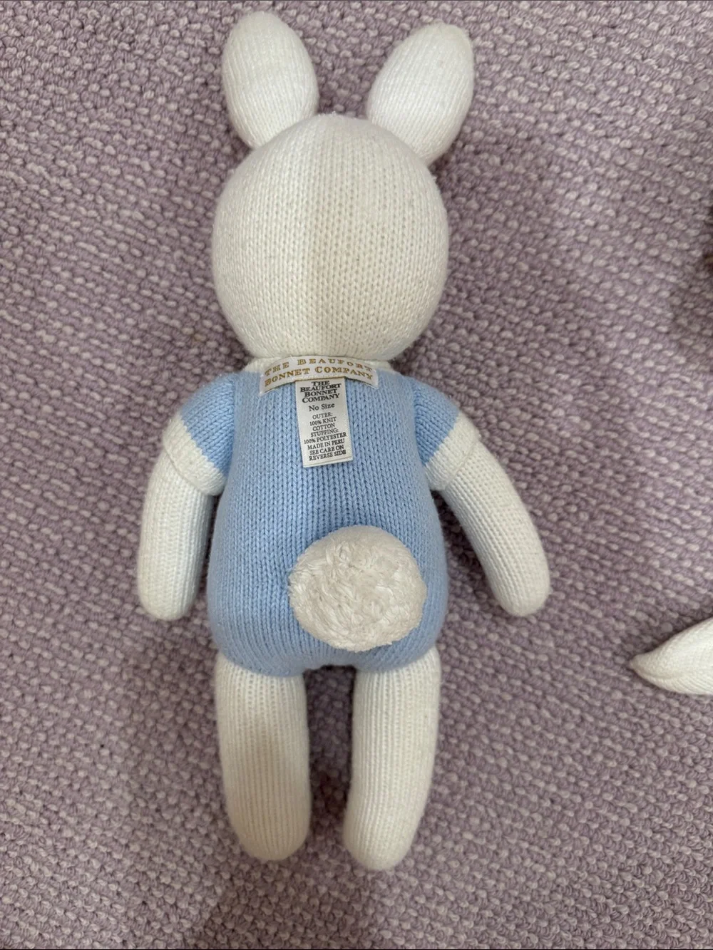 The Beaufort Bonnet Company Knit Bunny Toy - Blue, White, Peach